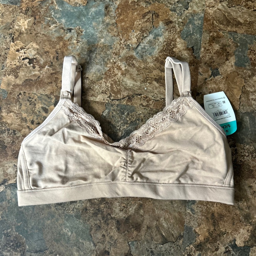 Secret Treasures Wirefree Nursing Maternity Bra Womens Size Small Tan Wireless